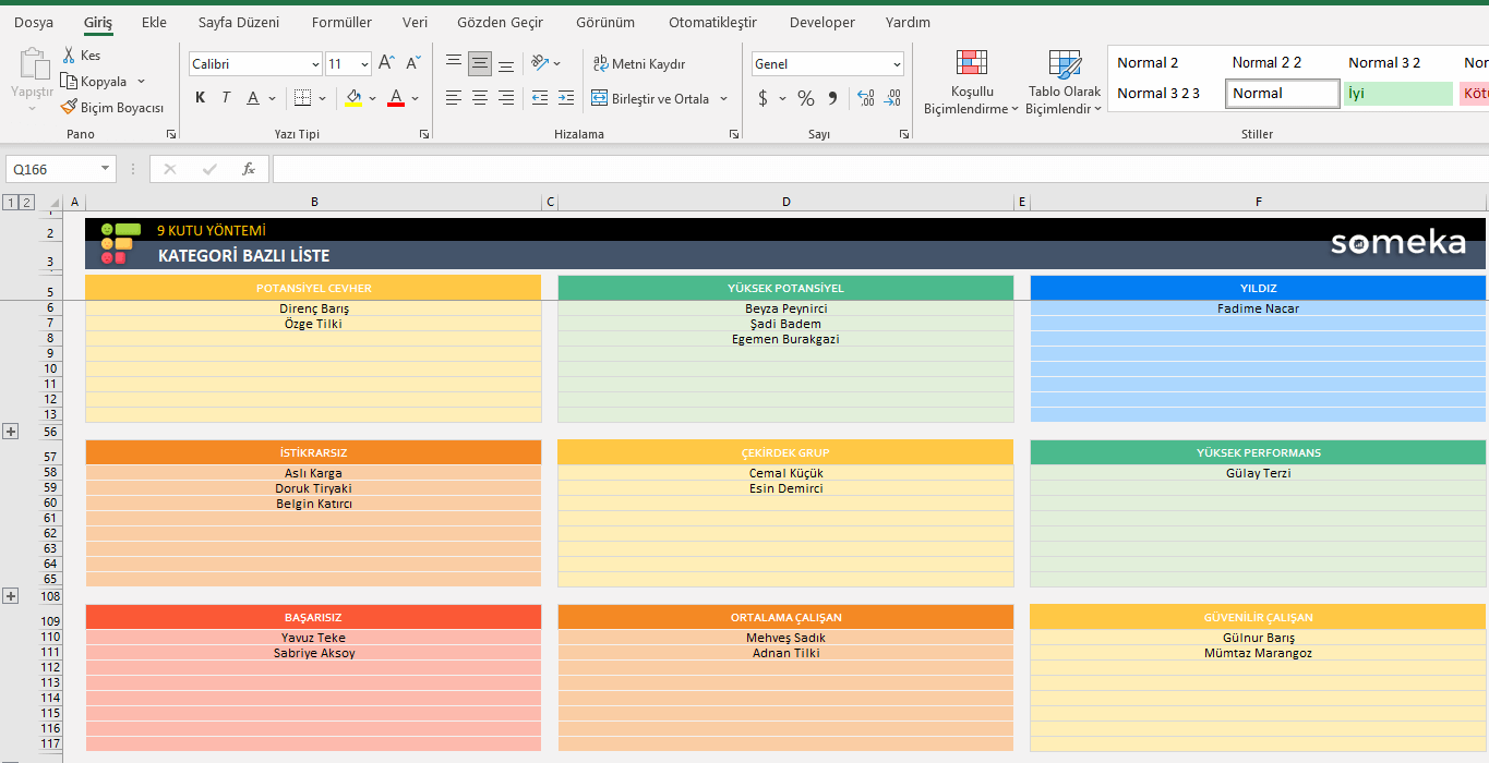 Kutu Modeli Excel Ablonu Yetenek Matrisi Personel Y Netimi